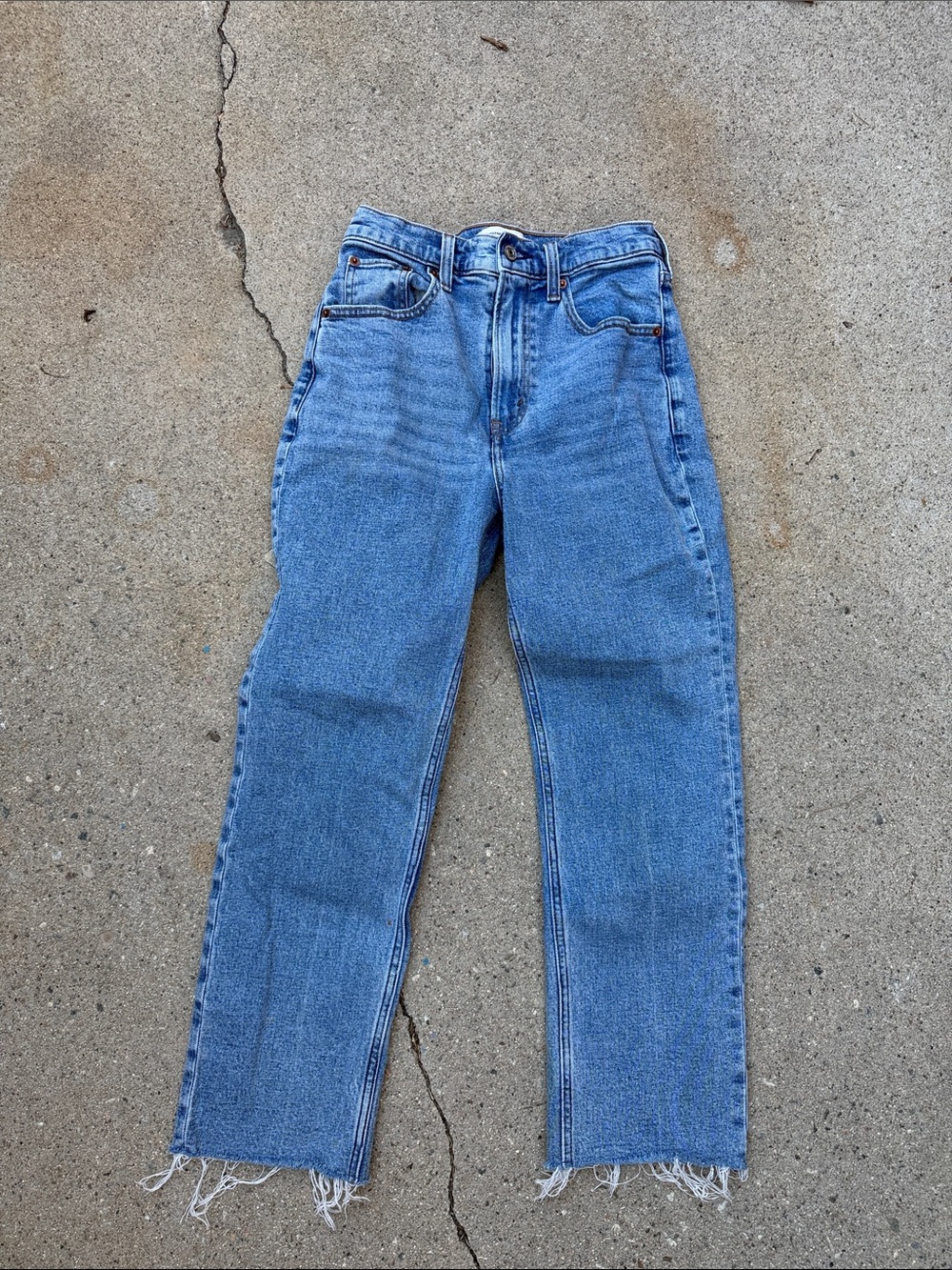 Abercrombie & Fitch Medium Blue High-Rise Straight Jeans